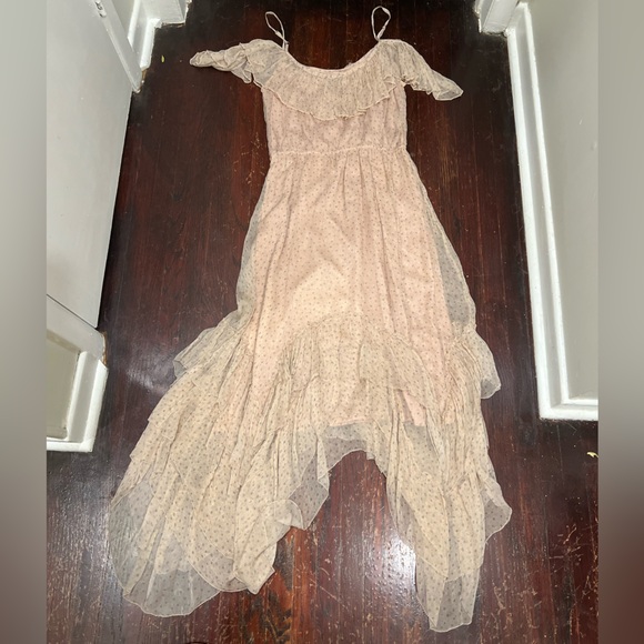 LOVE SAM Midori Cold-Shoulder Asymmetric Printed Georgette Midi Dress - Picture 4 of 12